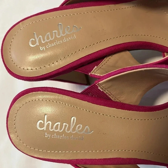 NWOT Fuchsia Faux Suede Heel Sandal, Size 8 - Picture 6 of 9